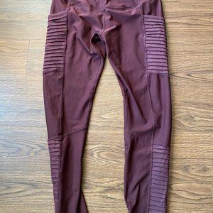 Layer 8 Red Moto Full Leggings with Pockets - Medium